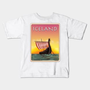 Iceland Viking Ship Kids T-Shirt